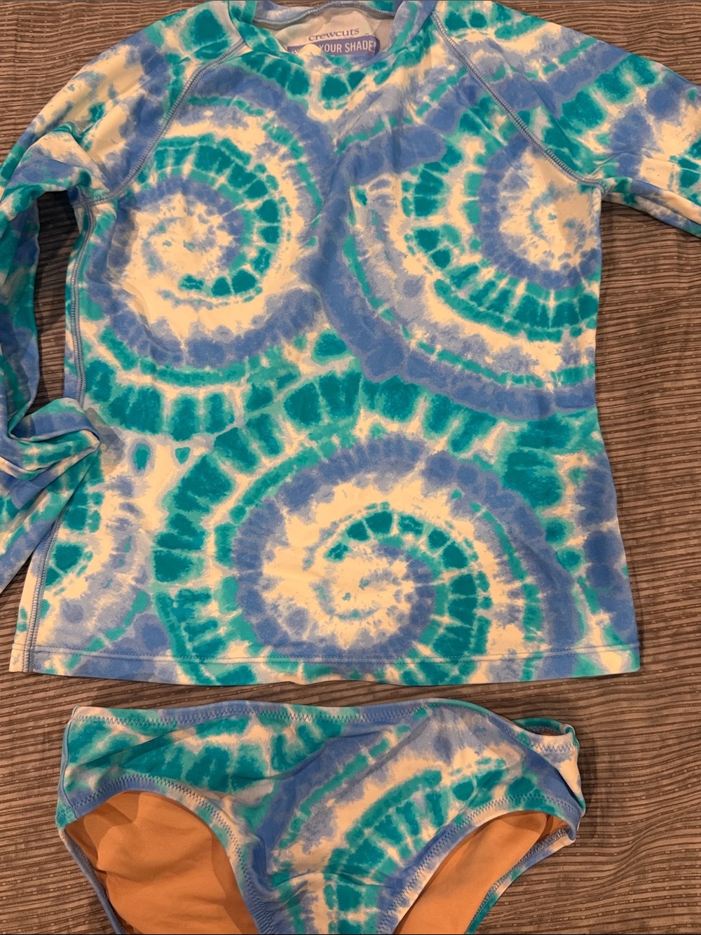 Tie-Dye Blue & Teal Rash Guard Set JCrew Kids